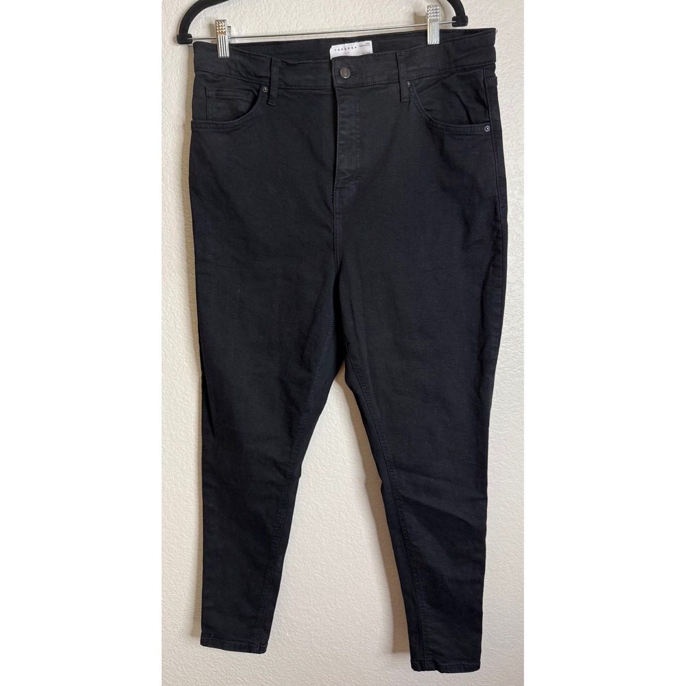 Topshop Womens 14 Black Jamie Curve Skinny Jeans High Rise Stretch Preppy Chic